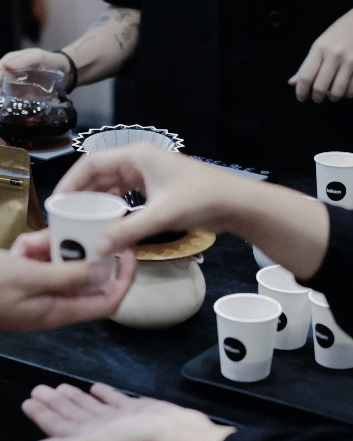 Coffee served to visitors at a stand