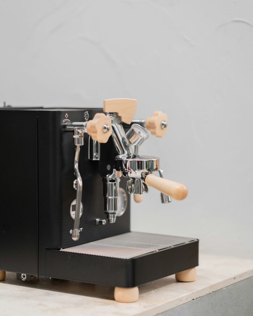 Single-group espresso machine on a counter